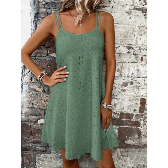 Boho Eyelet Embroidered Cami Dress white - Picture 10 of 11